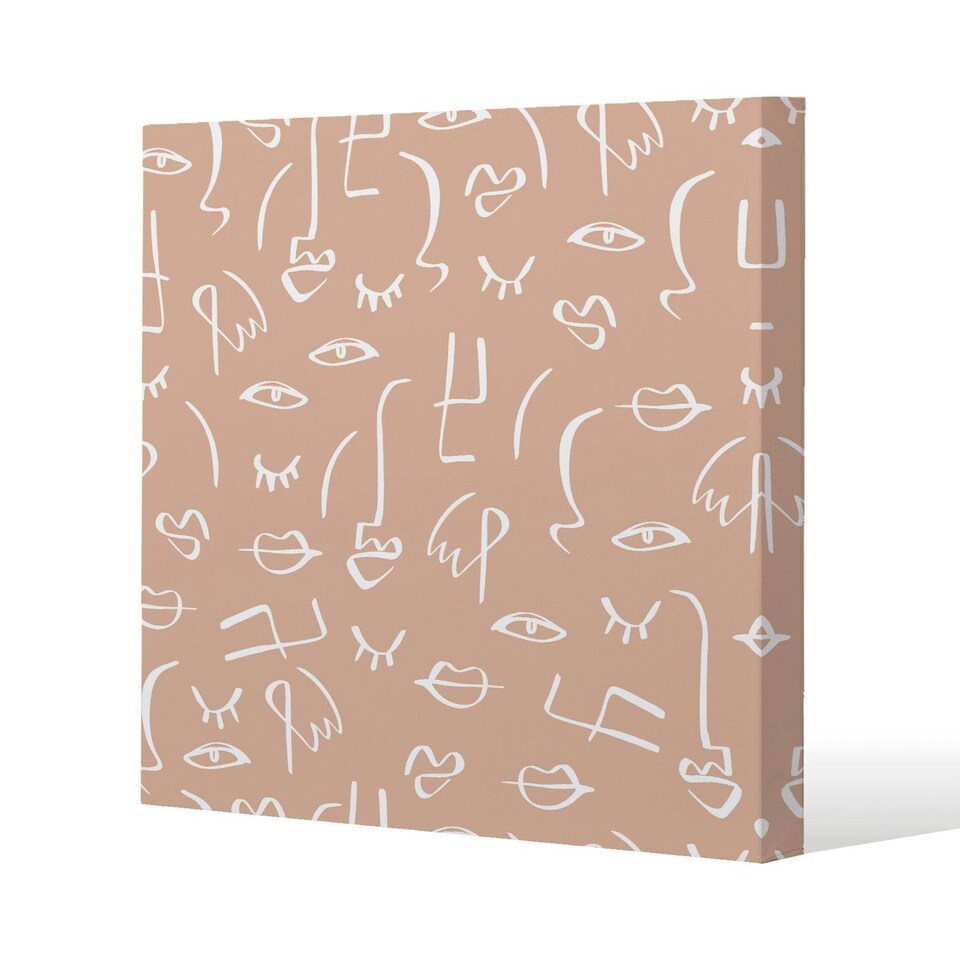 image 1 of line drawing abstract faces (Canvas Print) 101 x 101 x 4cm