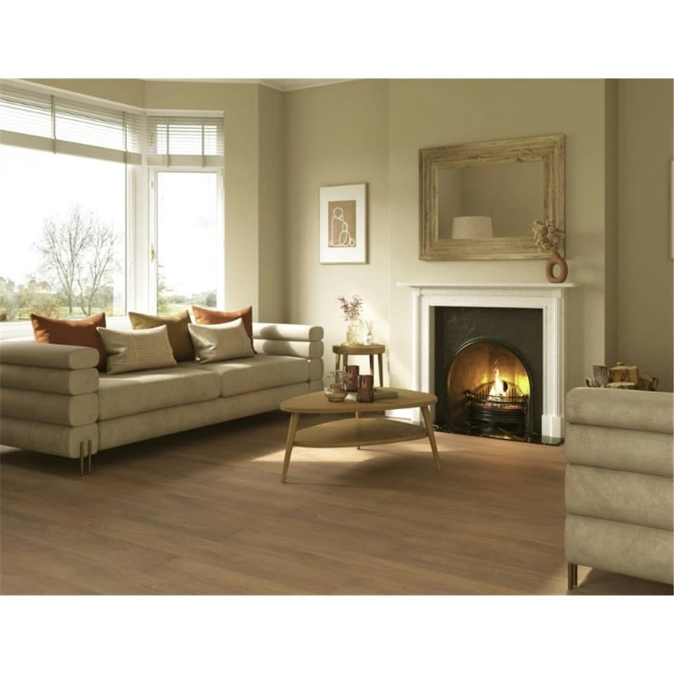image 1 of PACK OF 15 (Total 15 Units) - Medium Oak 8mm Thick Laminate Flooring (33.3m2 Coverage)