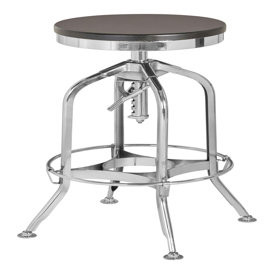 image 1 of Gator Ash Wood Silver Chromed Metal Stool Silver