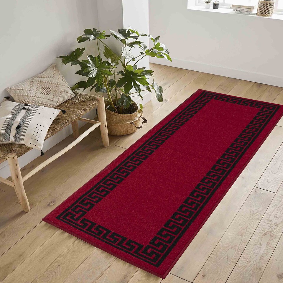 image 1 of Machine Washable Greek Key Design Anti Slip Doormats -