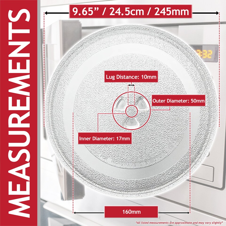 image 1 of SPARES2GO Glass Turntable Plate for Russell Hobbs Microwave Y Type Glass Dish Tray (9.65" / 24.5cm / 245mm)