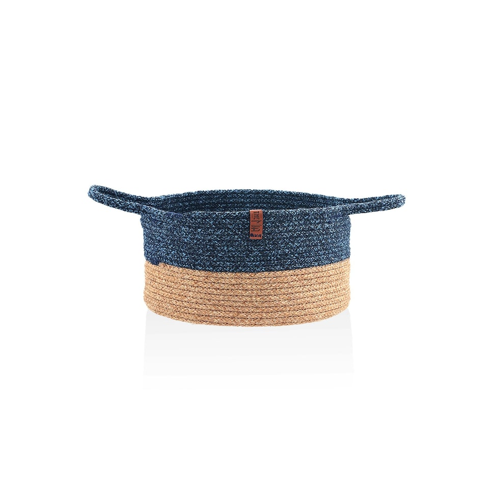 image 1 of Jute Handwoven Storage Basket (Blue)