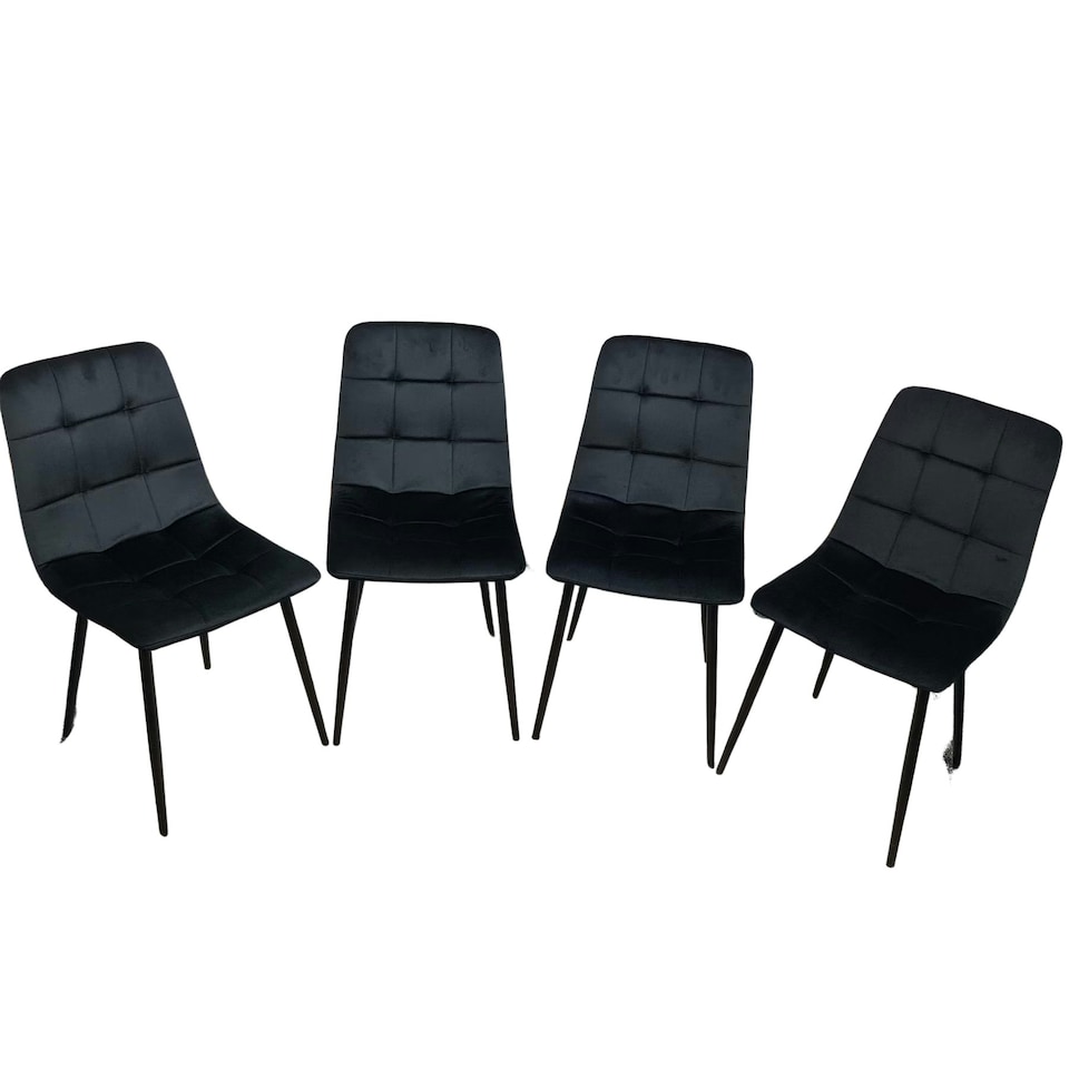 image 1 of Dining Chairs Set of 4 Black Velvet Kitchen chairs Black