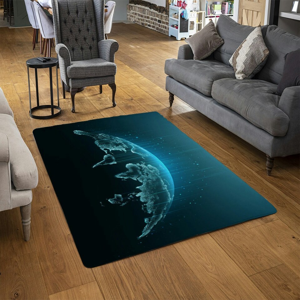 image 1 of Map of the planet (Rug) Blue | Medium: 80x150cm