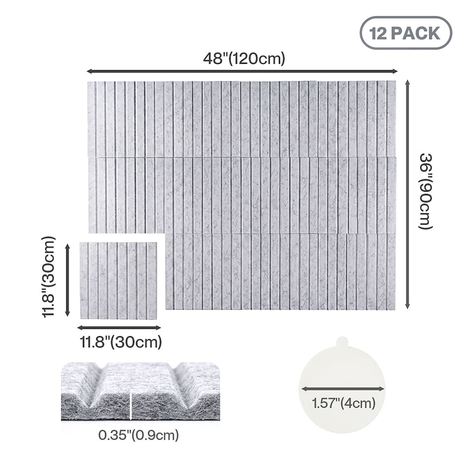 image 1 of Levede Felt Notice Board 12PCS Wall Tiles Pin Board Self Adhesive Grey 30x30cm
