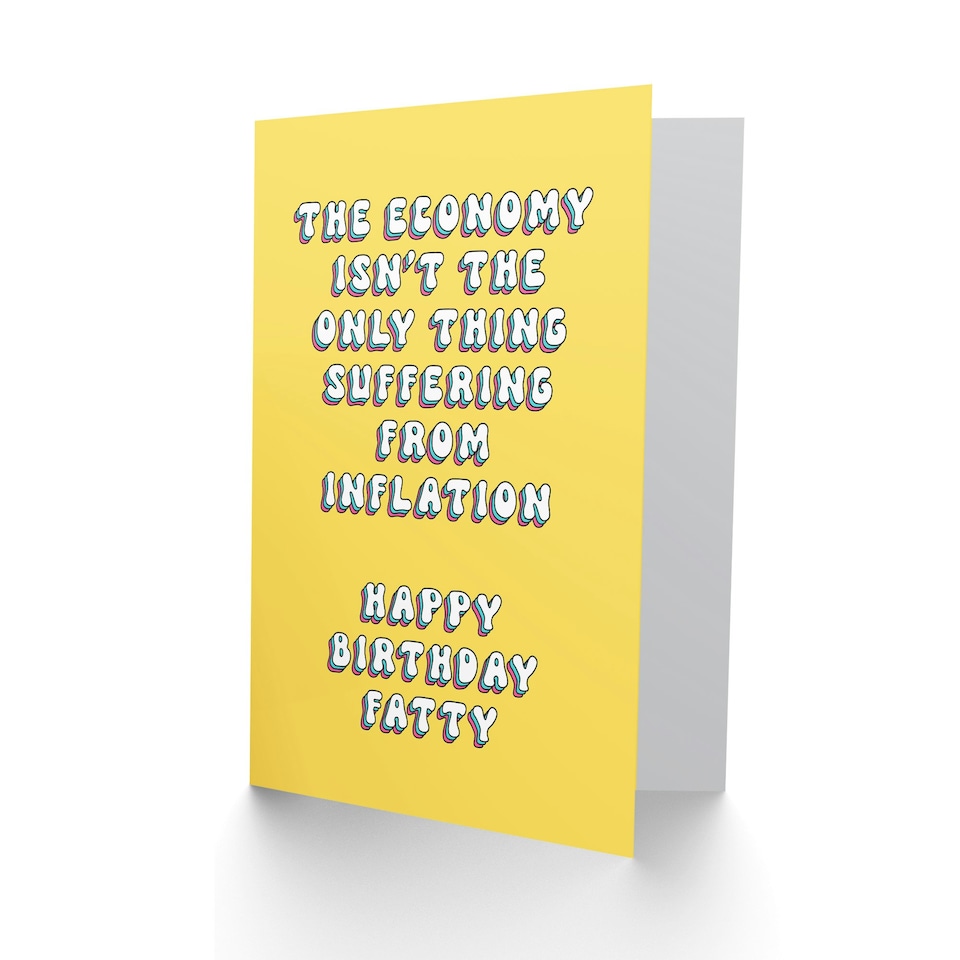 image 1 of Inflation Suffering Fatty Mean Joke Woman Her Birthday Card