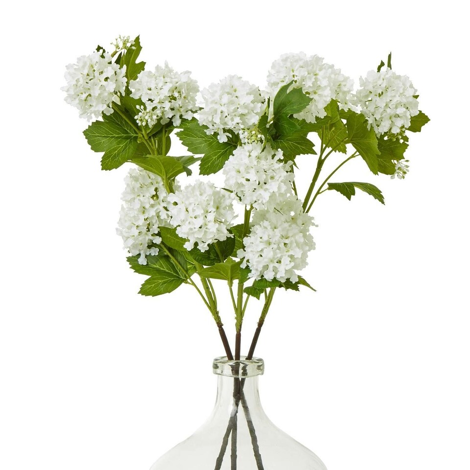 image 1 of Hill Interiors Snowball Viburnum Artificial Flower Spray - Cream - 77cm
