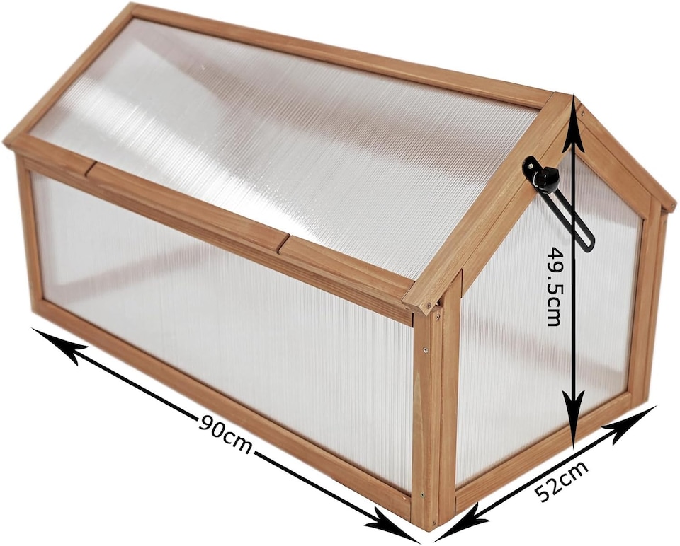 image 1 of Wooden Cold Frame Greenhouse Polycarbonate Grow House Garden Planter Shelter