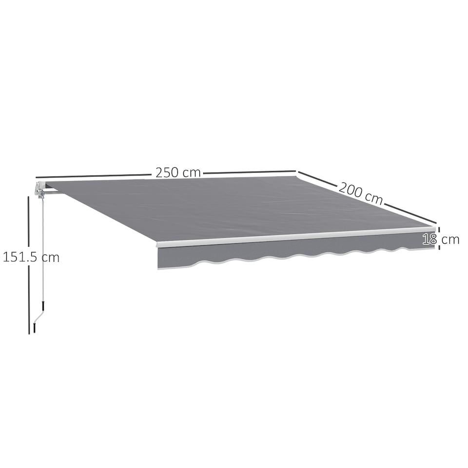 image 1 of Outsunny Garden Sun Shade Canopy Retractable Awning, 2.5 x 2m Grey | Dark Grey