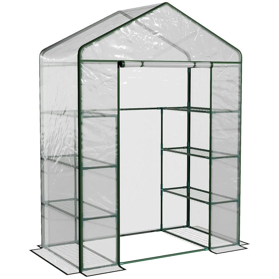 image 1 of Outsunny Walk In Greenhouse Garden Clear PVC Frame Shelves Reinforced Plant Grow