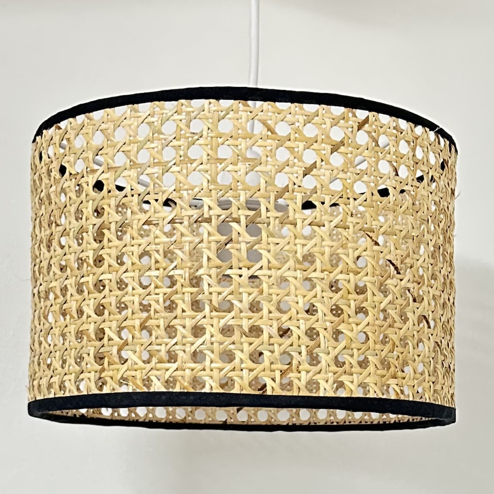 image 1 of Set of 2 Kona - Natural Rattan 25 cm Easy Fit Pendant Shades | Cream | Medium | 2