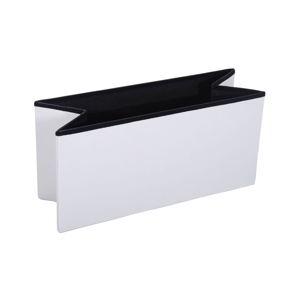 image 1 of HOMCOM Folding Faux Leather Storage Cube Ottoman Bench Seat PU Rectangular Footrest Stool Box Cream White | Cream | 1