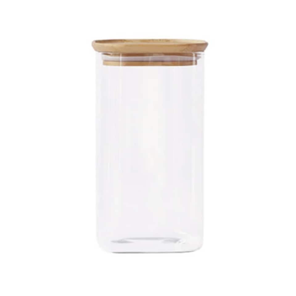 image 1 of Pebbly Square 1400ml Canister With Bamboo Lid