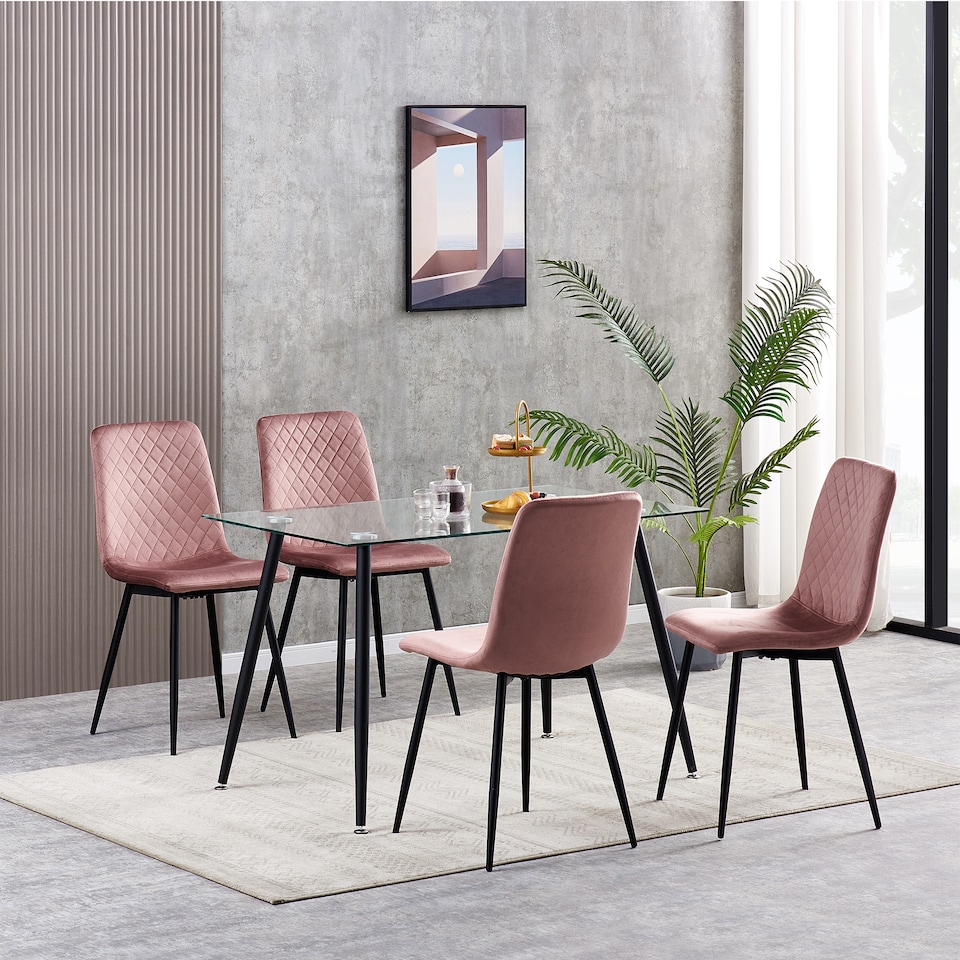 image 1 of Dining Chairs Velvet Fabric Lexi Set of 4 Pink by MCC