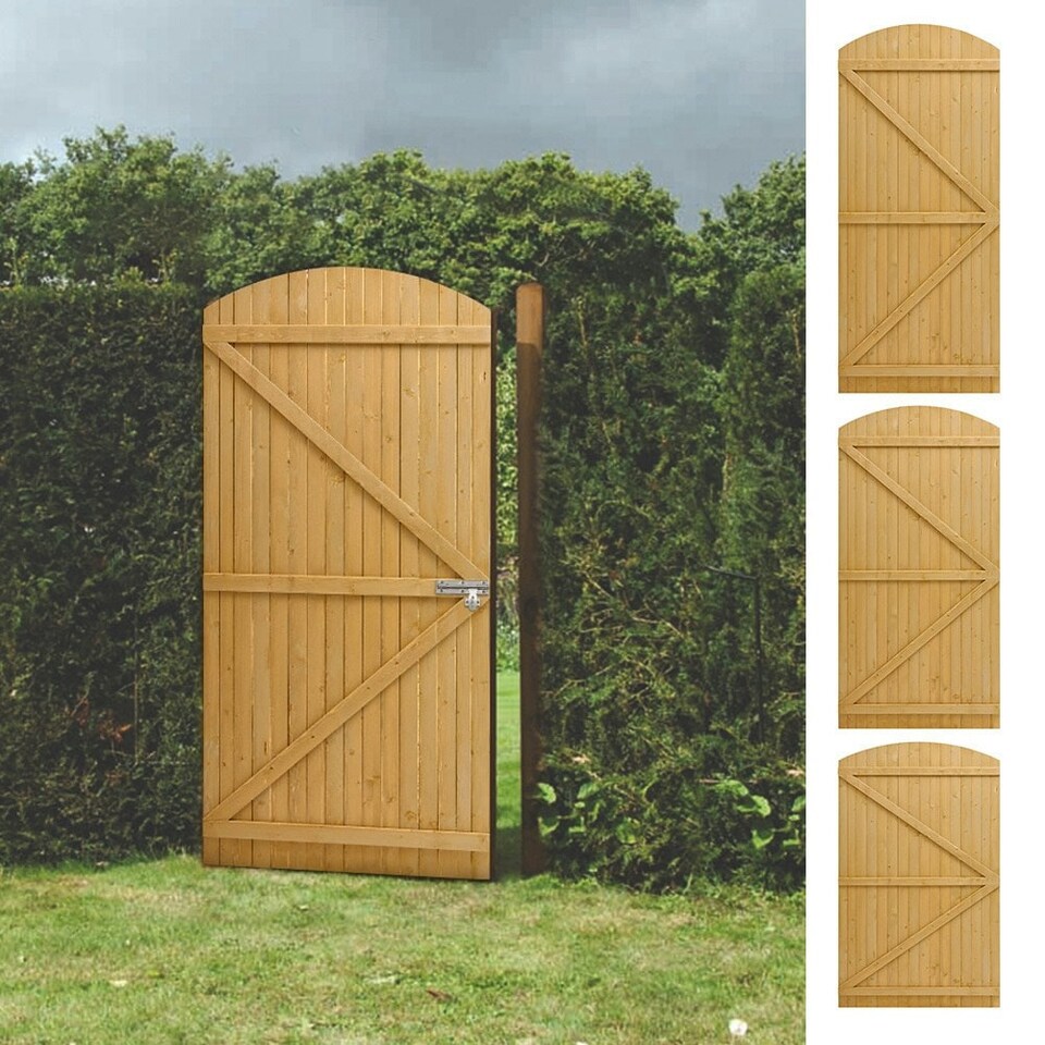 image 1 of Living and Home Semi-Braced Arch Top Wooden Garden Gate, 105x210cm