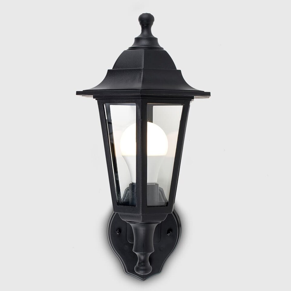image 1 of ValueLights Mayfair Pair of Black Outdoor Wall Lantern | Black
