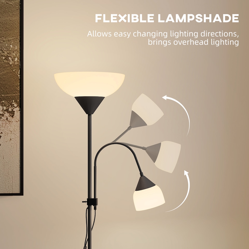 image 1 of HOMCOM Mother-Child Floor Lamp Duo Light with 2 Switches and Round Base