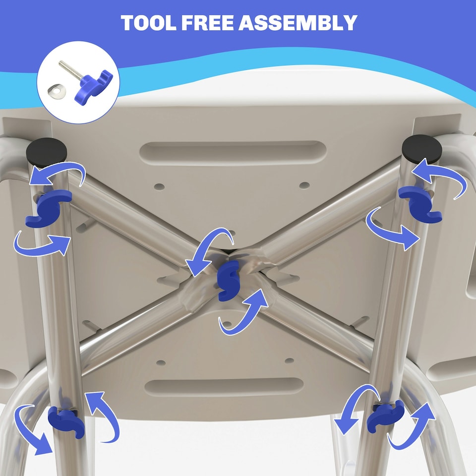 image 1 of HOMCOM Shower Stool for Elderly Disabled Adjustable Shower Stool Blue
