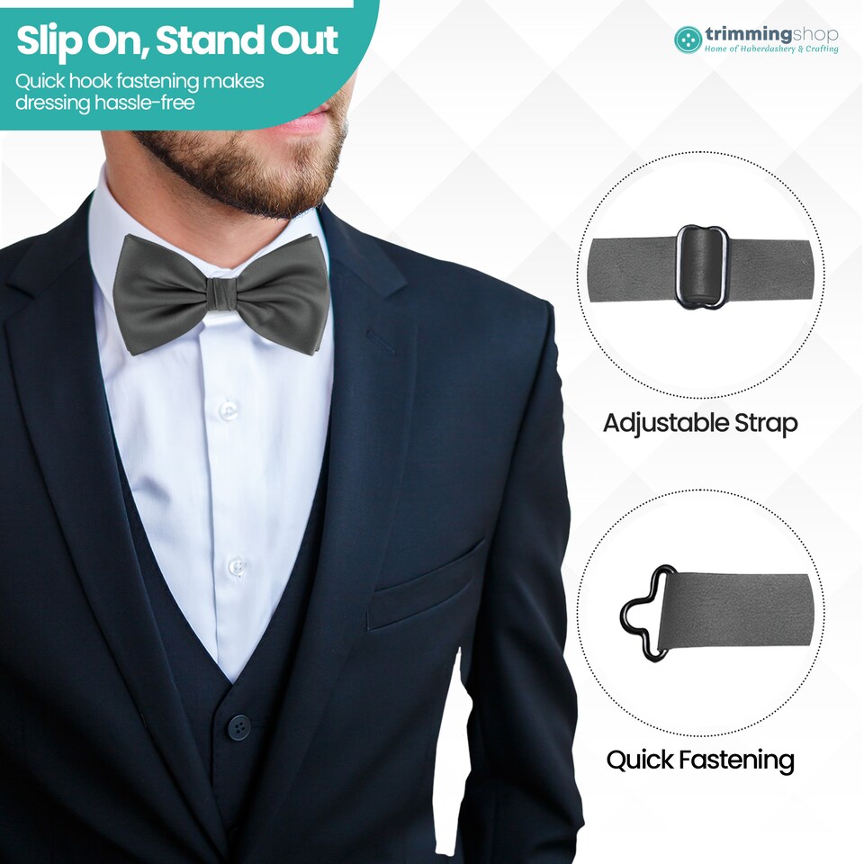 image 1 of Mens Bow Ties Colourful Plain Solid Satin Polyester Stylish Bow Ties