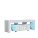 image 1 of TV Unit 130cm White Gloss Door White Matt Body with Glass Shelves Free LED | White | One Size | 1