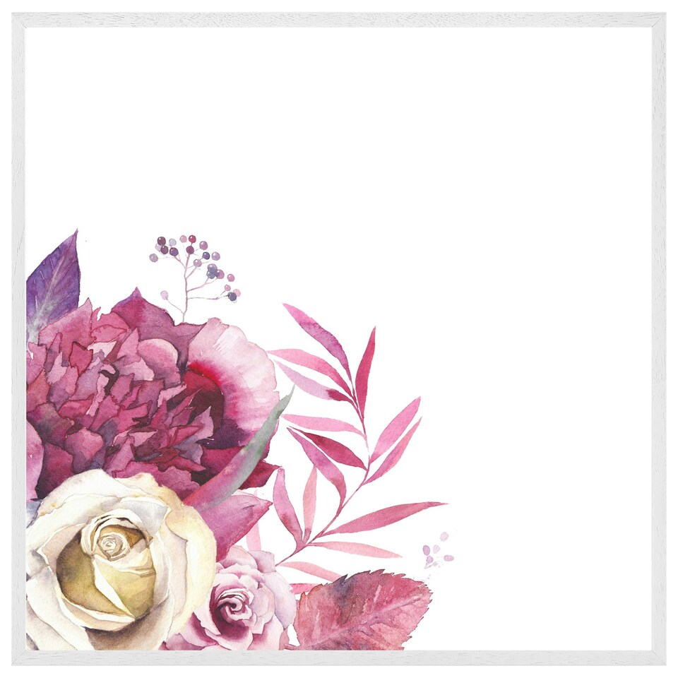 image 1 of Pink floral (Picture Frame) White | S