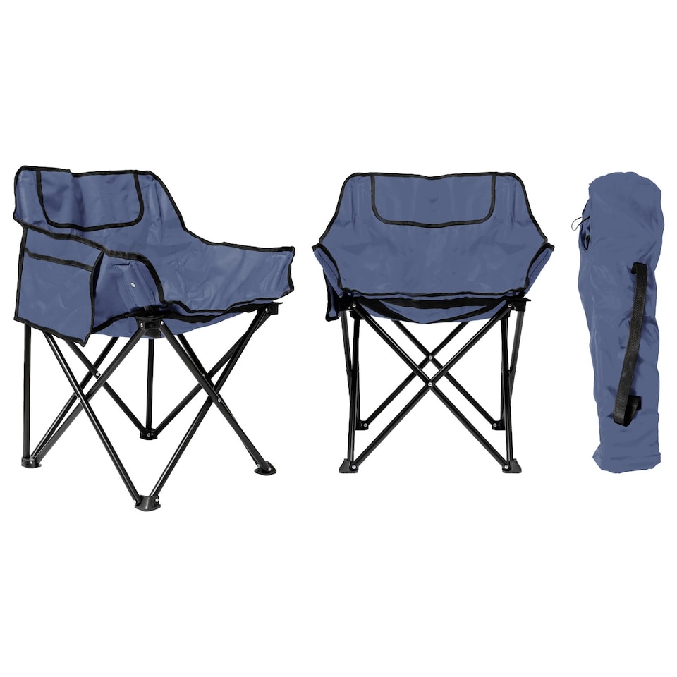 image 1 of Harbour Housewares Premium Folding Camping Chairs with Pockets & Carry Bag - Navy - Pack of 2 | Blue | Navy