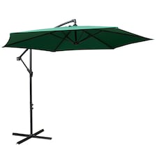 3m Hanging Banana Cantilever Garden Parasol with Cover in Green
