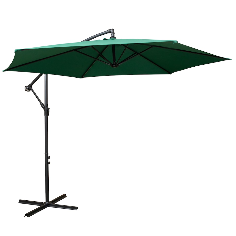 image 1 of 3m Hanging Banana Cantilever Garden Parasol with Cover in Green