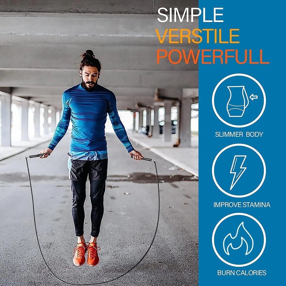 image 1 of GYM SETS Skipping Rope (Steel Velocity)- (Black)