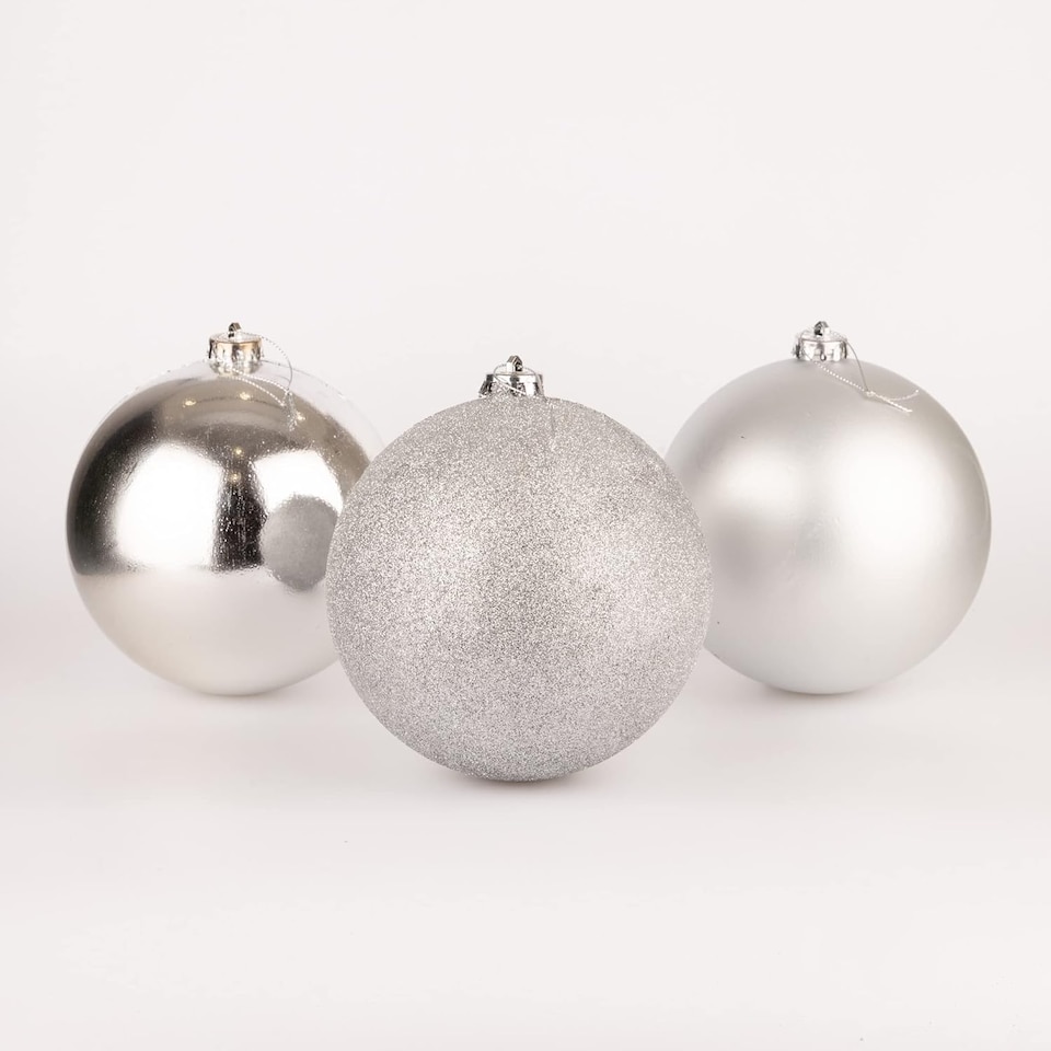 image 1 of 60mm/18Pcs Christmas Baubles Shatterproof Silver,Tree Decorations