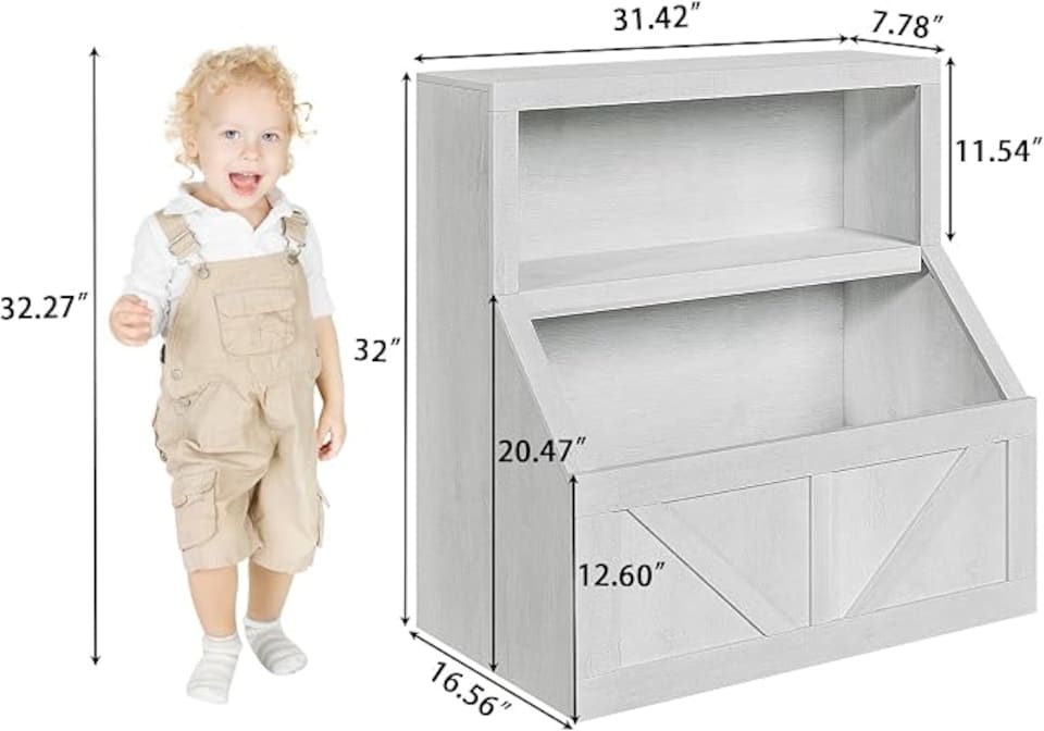 image 1 of London Boutique Kids Bookshelf Toy Storage Cabinet 2-Tier Wooden Organiser 80x42x81cm
