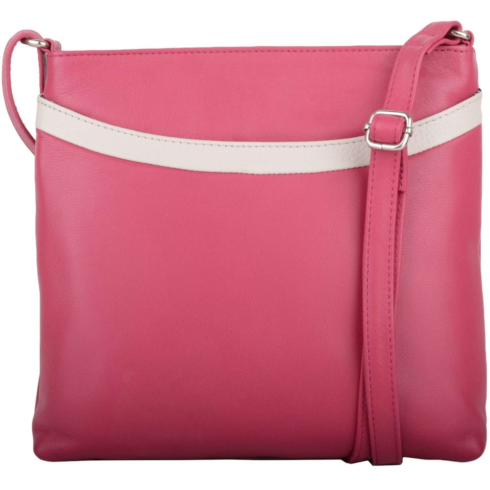 image 1 of Smart Genuine Leather Cross Body / Shoulder Bag Multi Pink | Pink/White