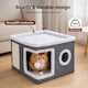image 7 of Skylos Cat House Indoor Cat Cave with Scratch Pad Fluffy Ball Cat Bed Pet House