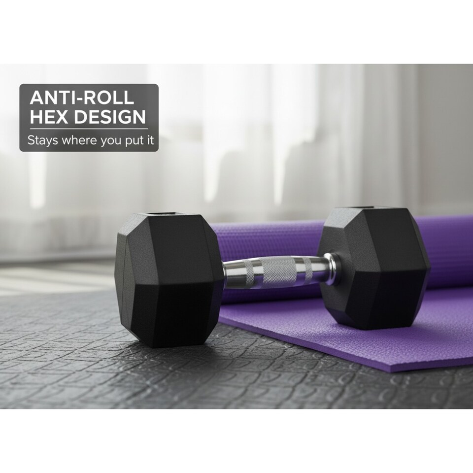 image 1 of Hex Dumbbells 25kg Weight Set 12.5kg Pair Rubber Coated Weights