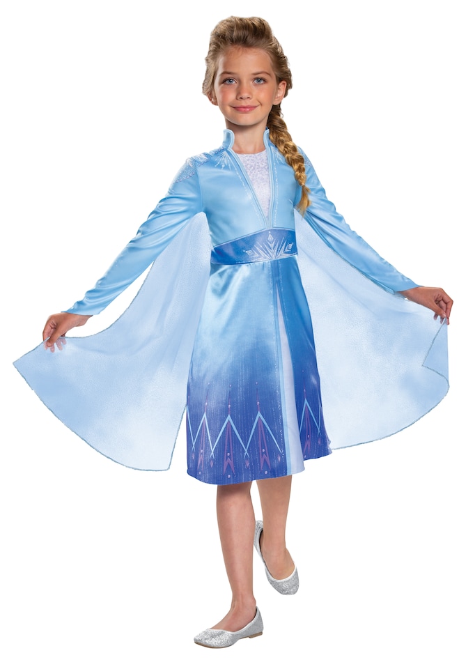image 1 of Disney Frozen Elsa Costume – Girls Officially Licensed 2-Piece Fancy Dress Outfit, Blue, Ages 3-8