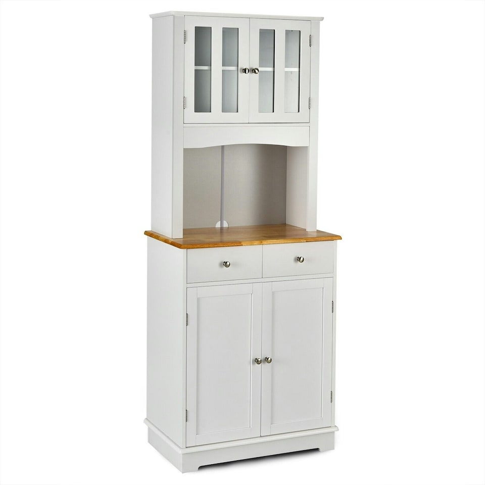 image 1 of COSTWAY Kitchen Pantry Cabinet Buffet Cupboard W/ Drawer White