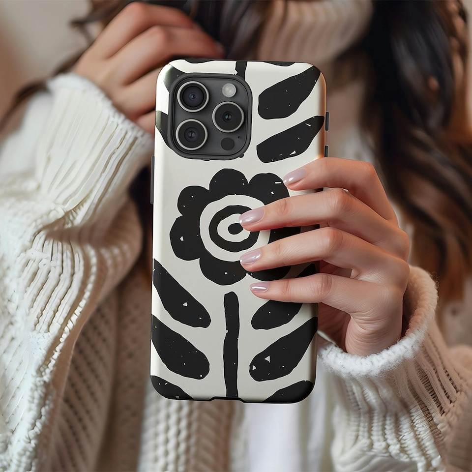 image 1 of Abstract Flower Phone Case | Black | iPhone 16 Pro
Slim | iPhone 16 Pro
Slim