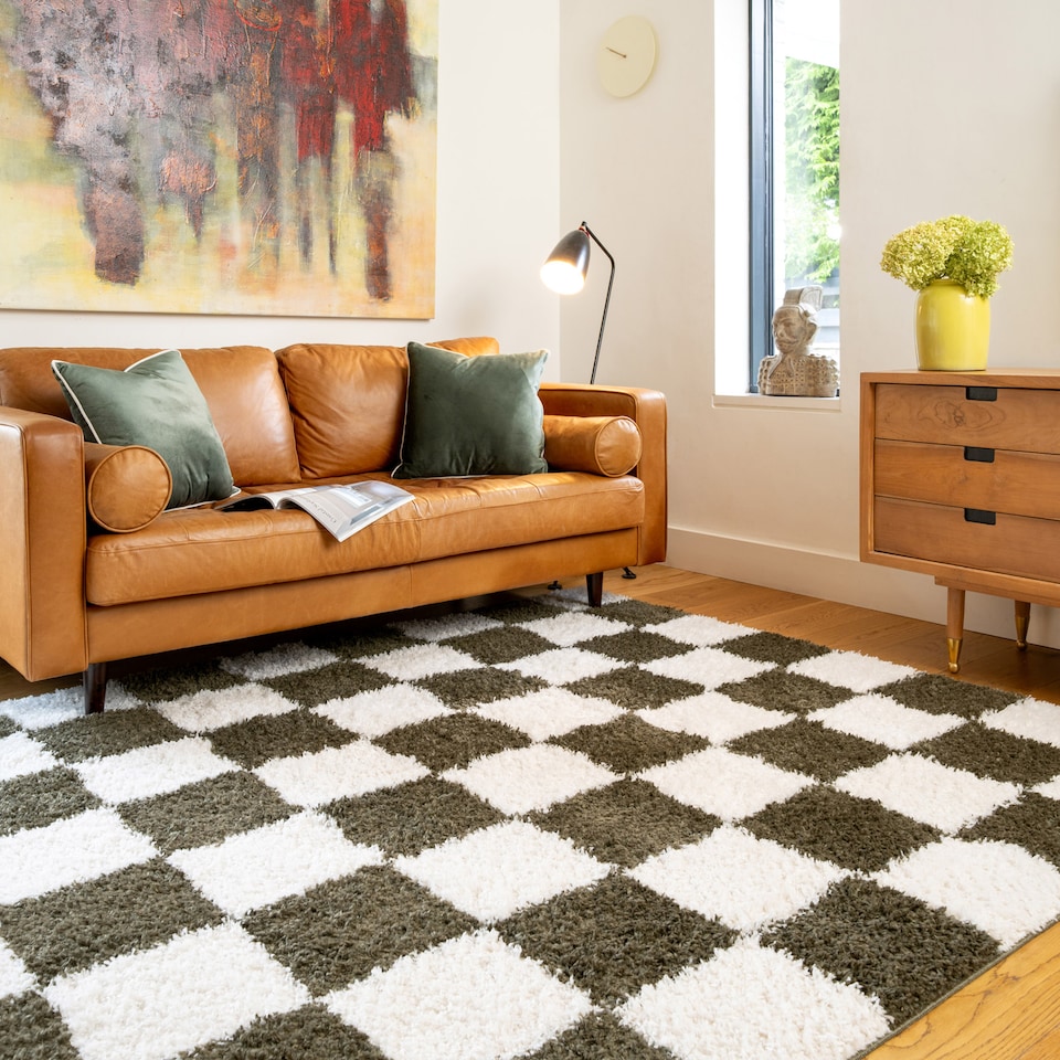 image 1 of Soft Cream Checkerboard Rug Living Room Bedroom Hallway Area Thick Modern 280cm x 380cm | Cream | Cream | 280cm x 380cm