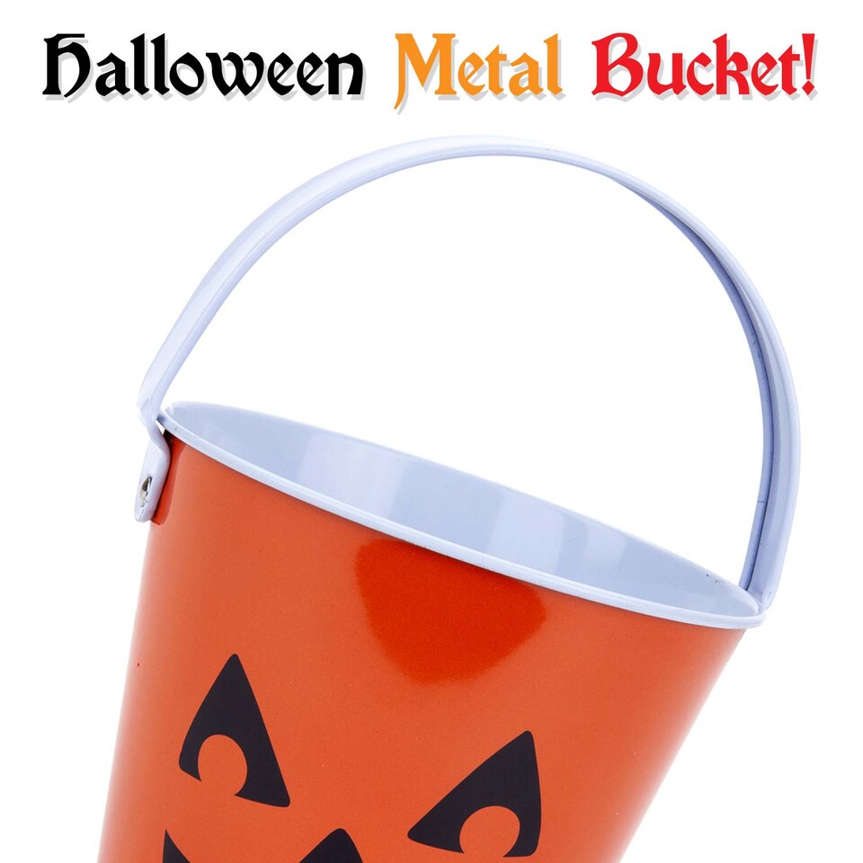 image 1 of VFM e-Store Halloween Candy Bucket - Pumpkin Cat Design - Lightweight Trick-or-Treat Pail