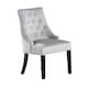 image 10 of Single Velvet Dining Chair Ergonomic Scoop Knockerback & Button Tufted Wood Legs Blue