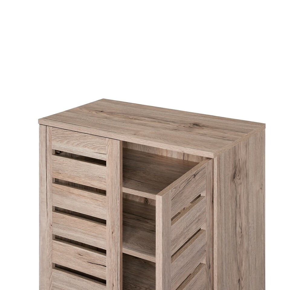 image 1 of Euston Modern 2 Door Shoe Storage Cabinet Brown