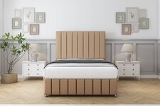 Sloomy California Latte Dumfries Divan Bed With Mattress No Drawers With 54" Floor Standing Headboard & 12" Matching Footboard 5' King | Brown | Latte | King | 1