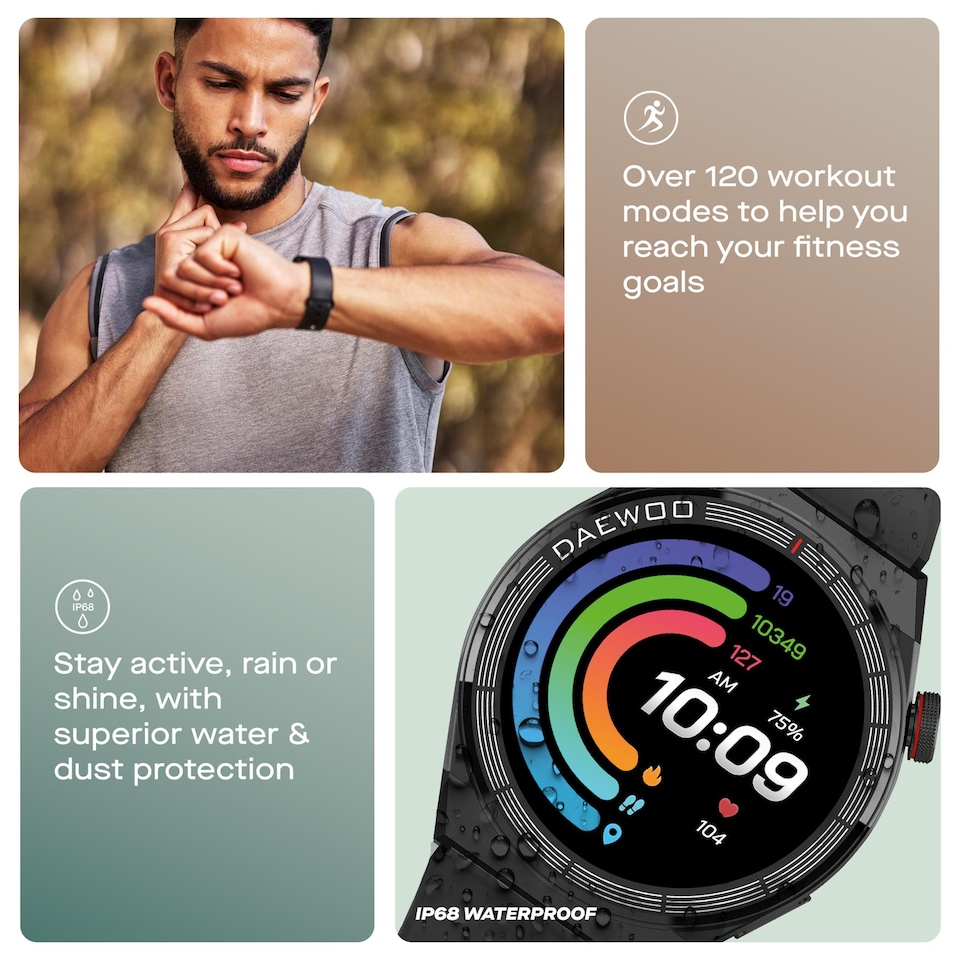 image 1 of Daewoo CNX Smartwatch Calls, Notifications & Fitness Tracking - Black