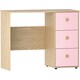 image 1 of Junior Vida Neptune 3 Drawer Desk Computer Desk Home Workstation, Pink & Oak