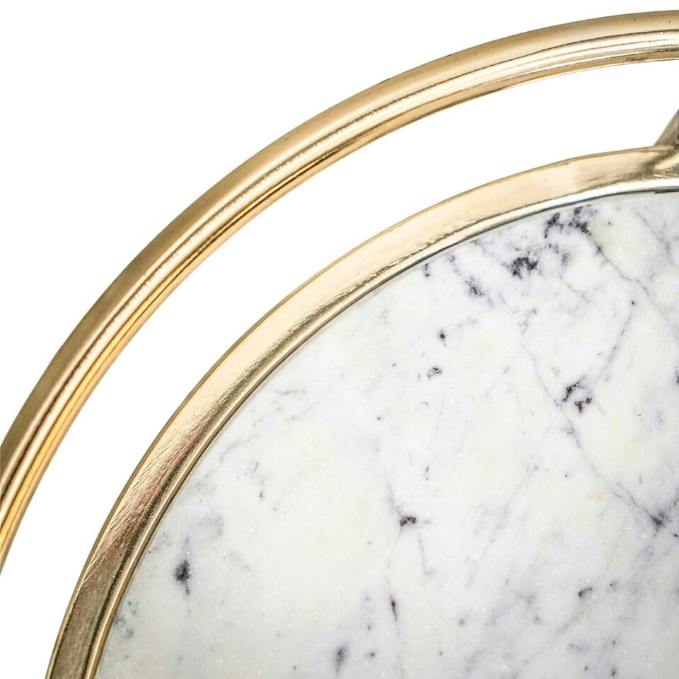 image 1 of Opulence Set of 2 Nested Side Tables Marble/Gold Gold