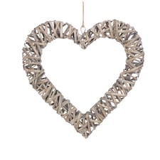 Large Flat Open Wicker Heart | Brown | Natural