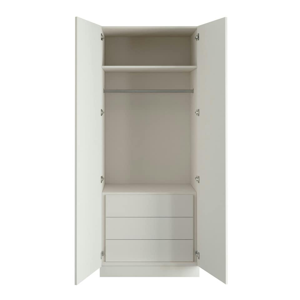 image 1 of Shaker White Double Wardrobe with Single Rail & Internal Drawers White