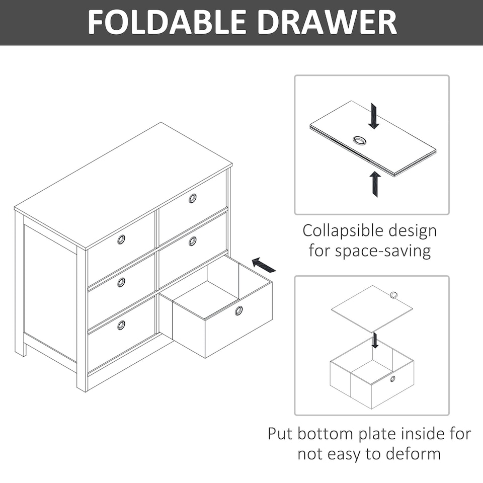 image 1 of HOMCOM Chests of Drawer Fabric Dresser Storage Cabinet w/ 6 Drawers for Bedroom