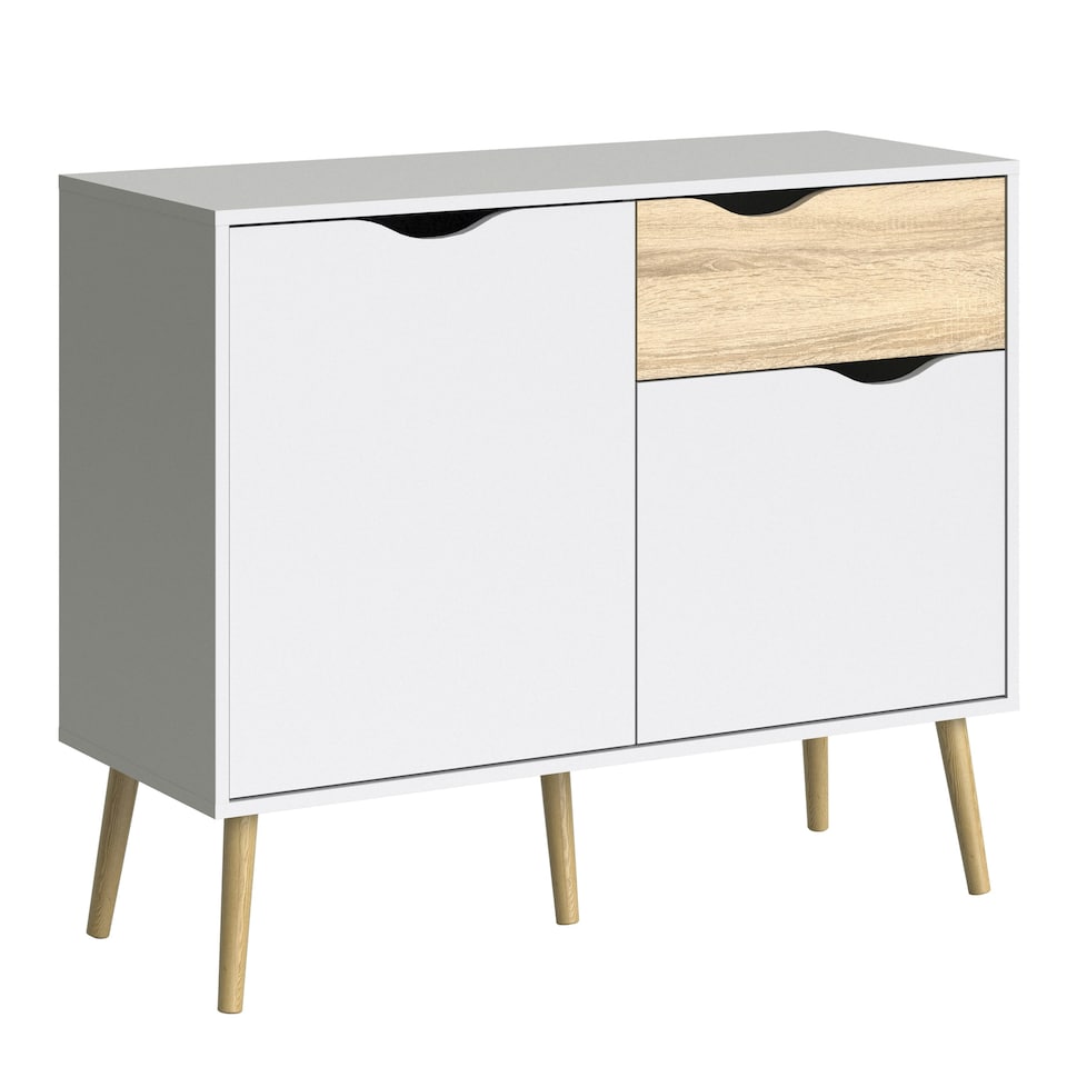 image 1 of Oslo Sideboard Small 1 Drawer 2 Doors in White and Oak