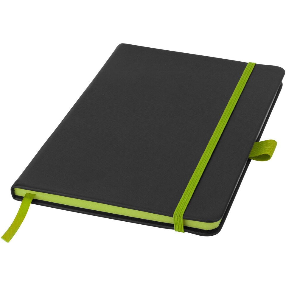 image 1 of Bullet Colour Edge A5 Notebook - Solid Black/Lime - 21 x 14.2 x 1.1 cm